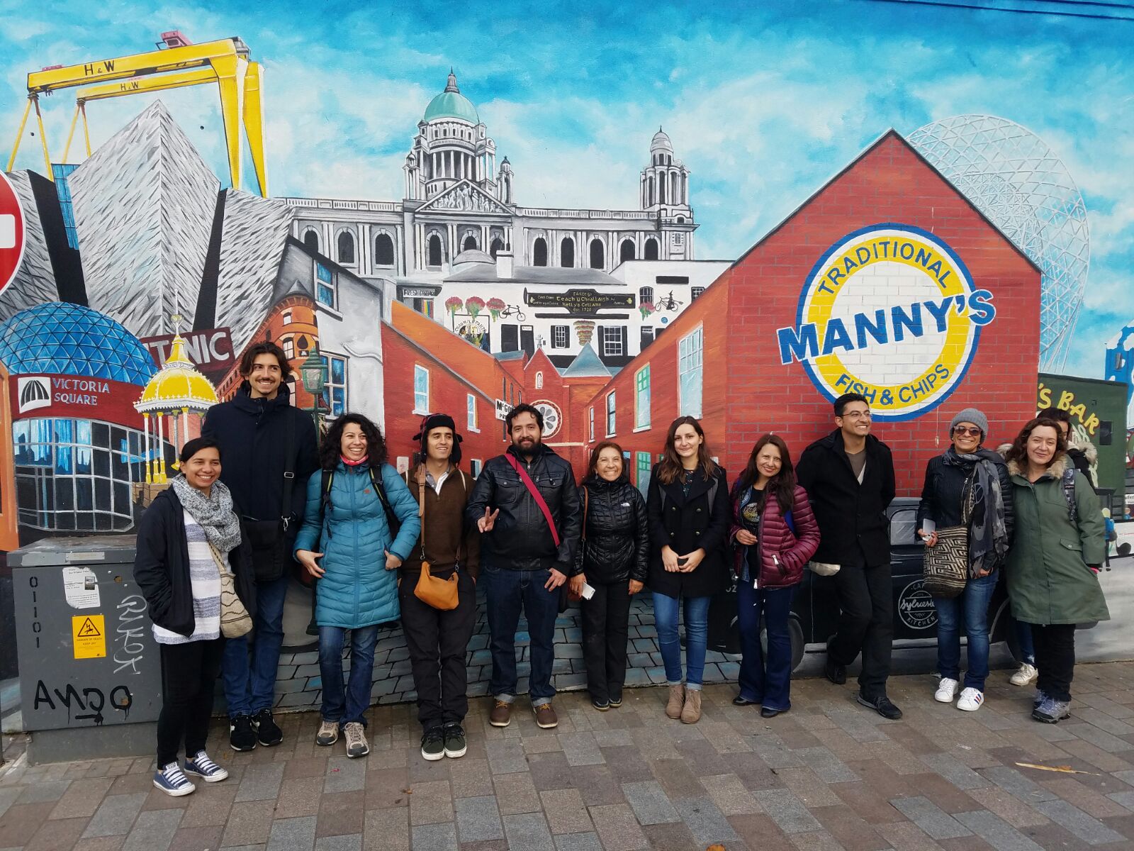 Students at Belfast mural